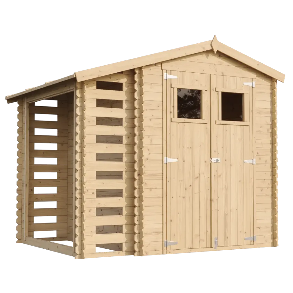 Timbela M386 casetta legno 256x200 cm 5 m2 porte larghe