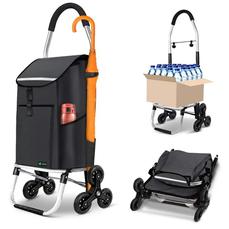 VOUNOT Carrello spesa scala 45L nero 40kg