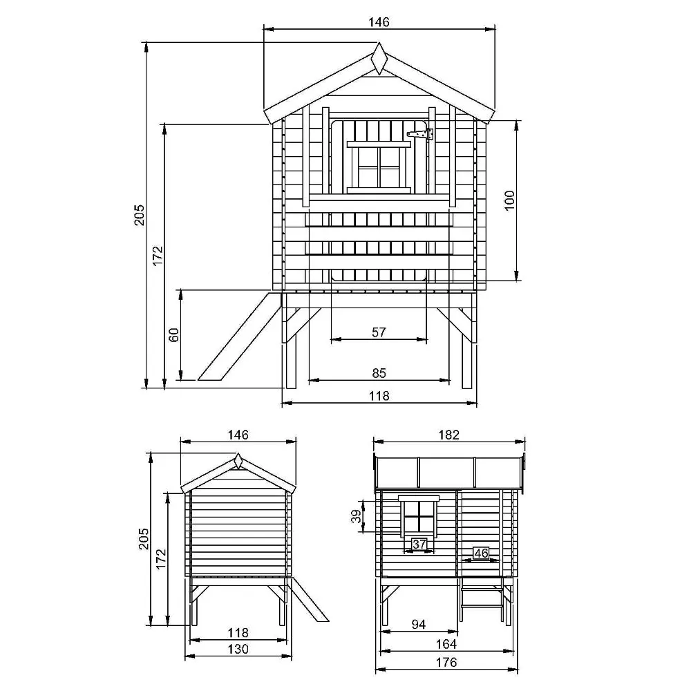 Timbela M501B casetta bambini legno 130x164 certificata