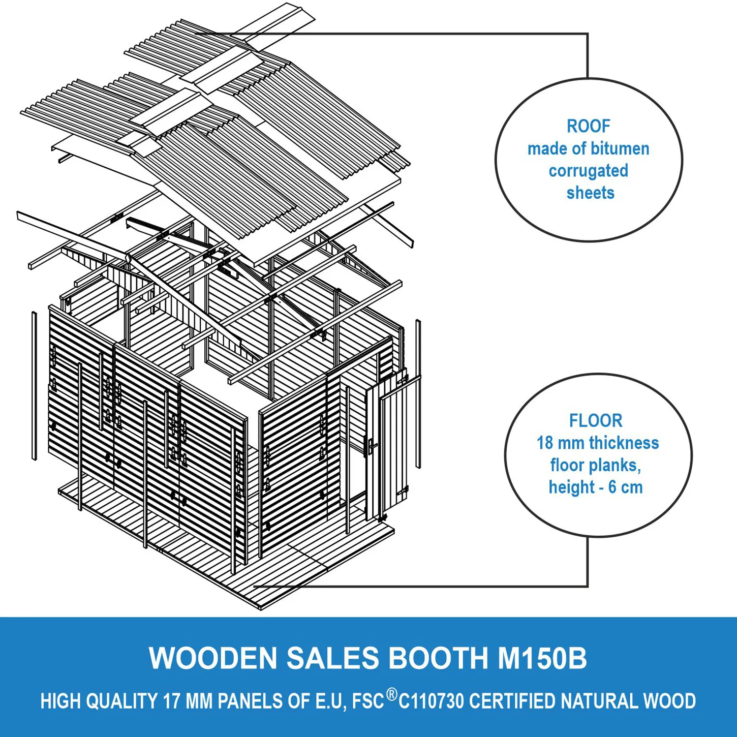 Timbela M150B stand vendita legno 303x199 6 mq 5 finestre