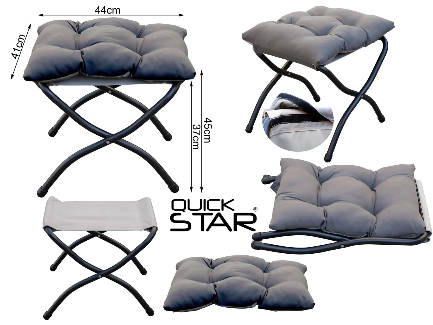QUICK STAR Poggiapiedi Pieghevole Antracite 44cm Imbot