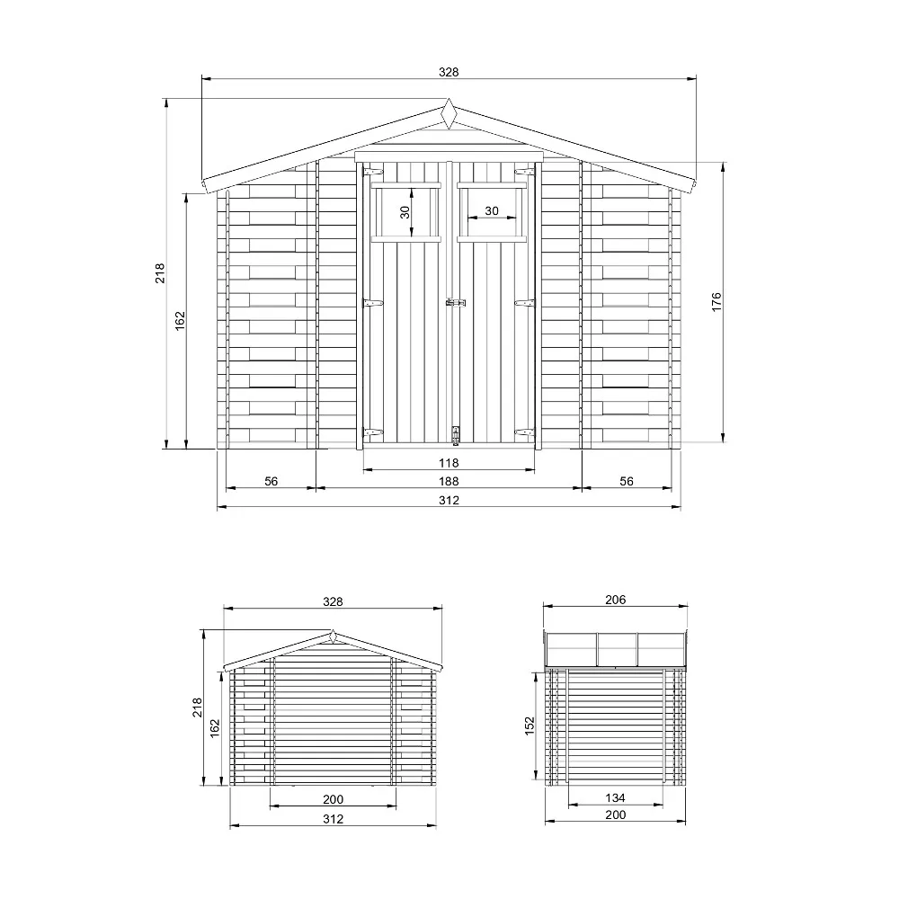 Timbela M391 casetta legno 312x200 cm 6 m² plexiglass