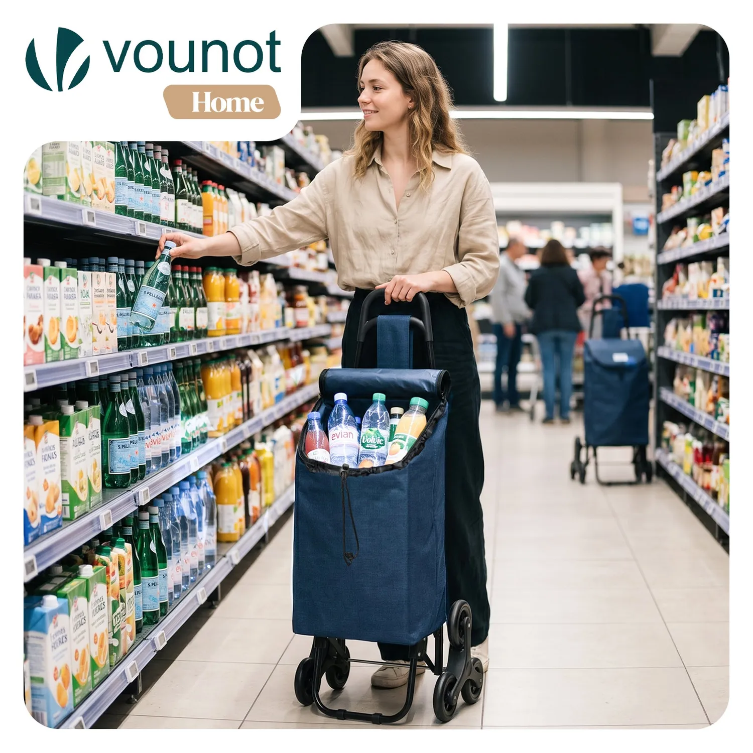 VOUNOT Carrello Spesa Pieghevole Saliscale Blu 32L