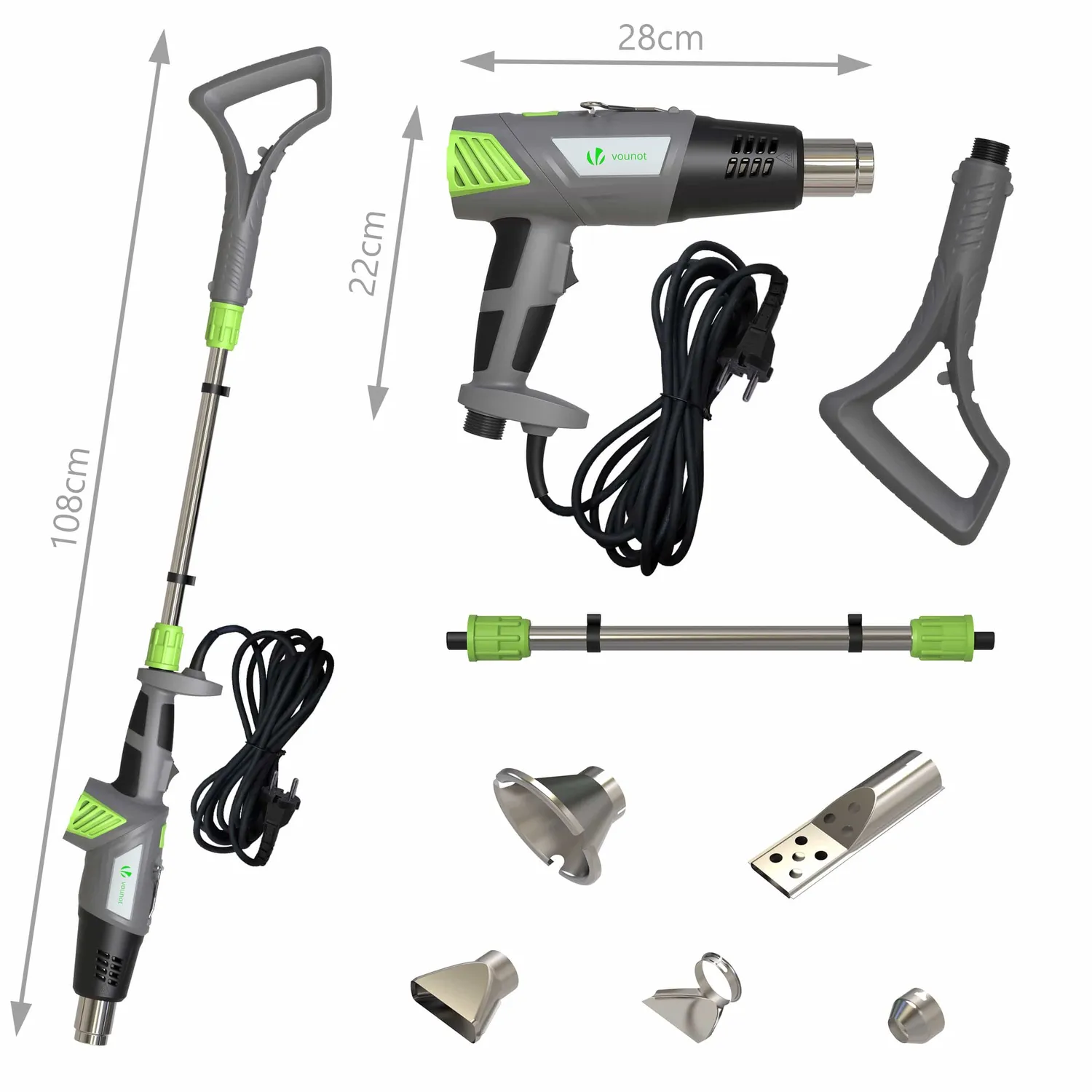 Vounot Diserbatore Elettrico 2000W Pistola Termica 5 Ugelli