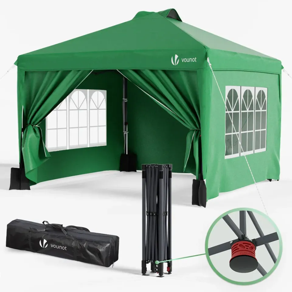 VOUNOT Gazebo 3x3m Pop-Up Verde con Pareti