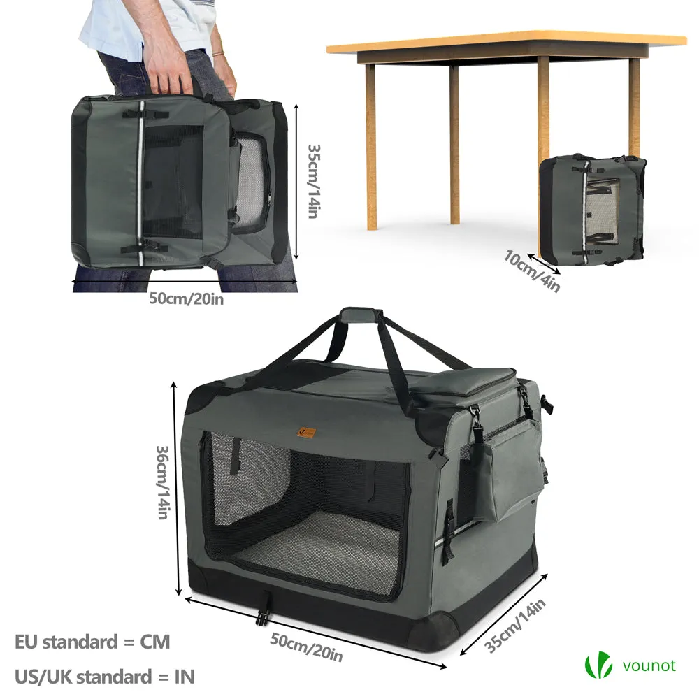 VOUNOT Borsa trasporto cane gatto pieghevole 50x35x36 grigia