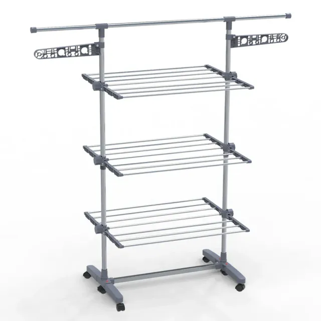 Vounot Stendibiancheria Acciaio Inox 3 Livelli 22 m con Ruote