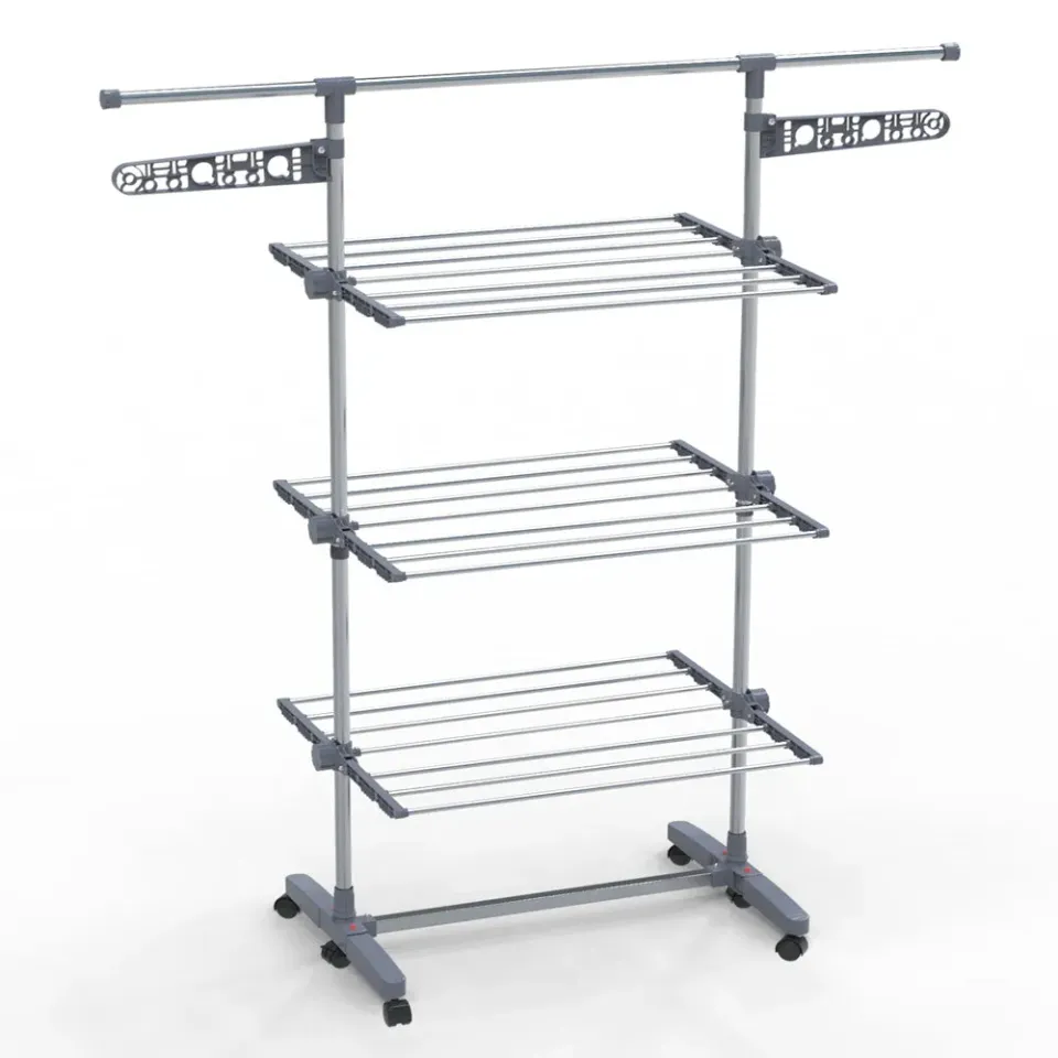 Vounot Stendibiancheria Acciaio Inox 3 Livelli 22 m con Ruote