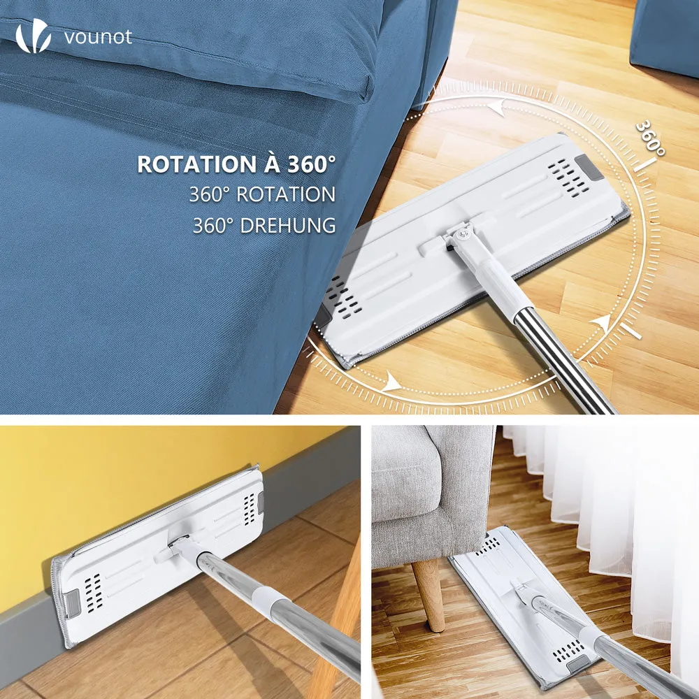VOUNOT Mocio Piatto con Secchio Strizzatore Bianco 6 Panni