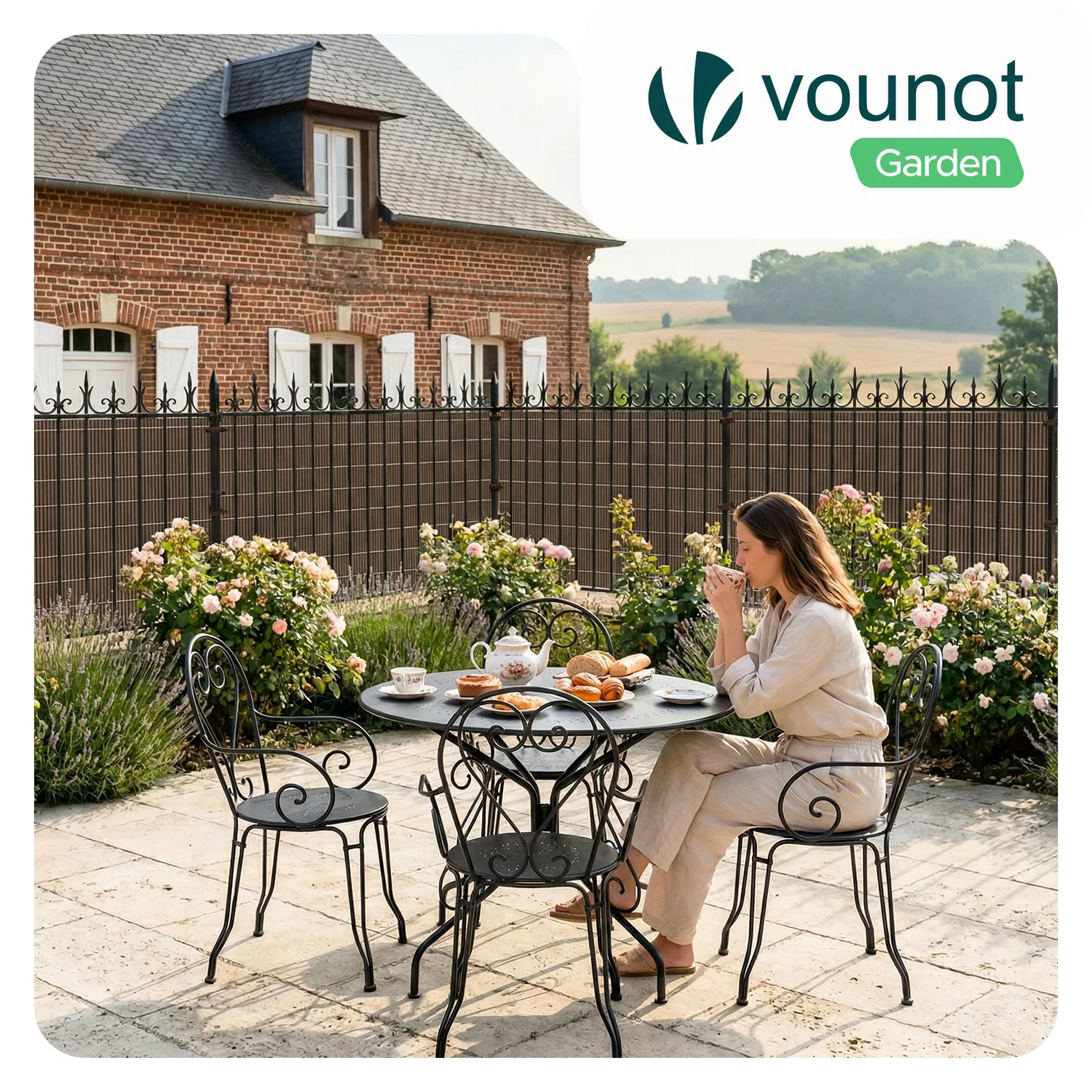 VOUNOT Canniccio PVC 160x500cm Marrone Effetto Vimini