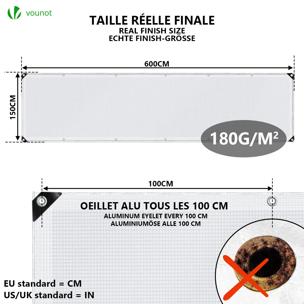 VOUNOT Telo di protezione 1,5x6 m bianco impermeabile 180g