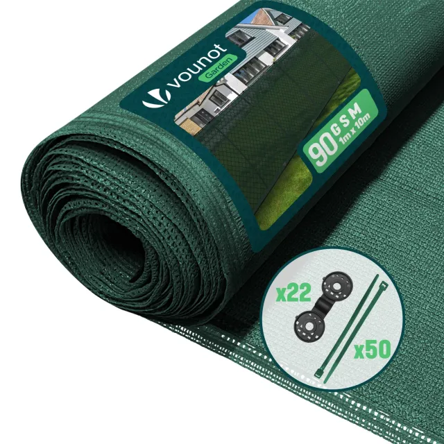 Vounot frangivista HDPE 1x10 m verde 90 g/mq oscurante