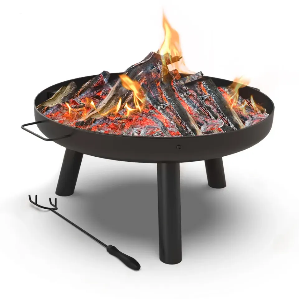 Vounot braciere esterno acciaio nero 60 cm 3 in 1