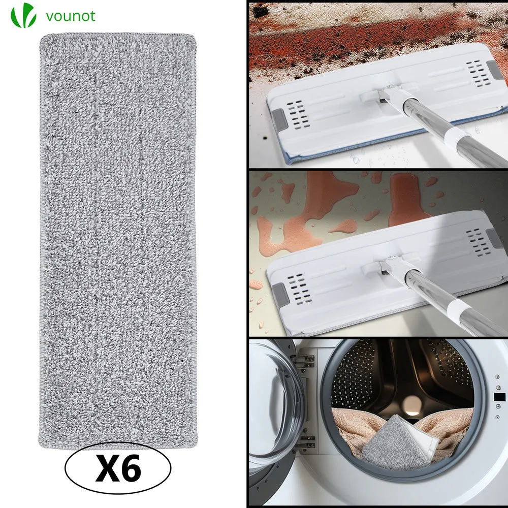 VOUNOT Mocio Piatto con Secchio Strizzatore Bianco 6 Panni