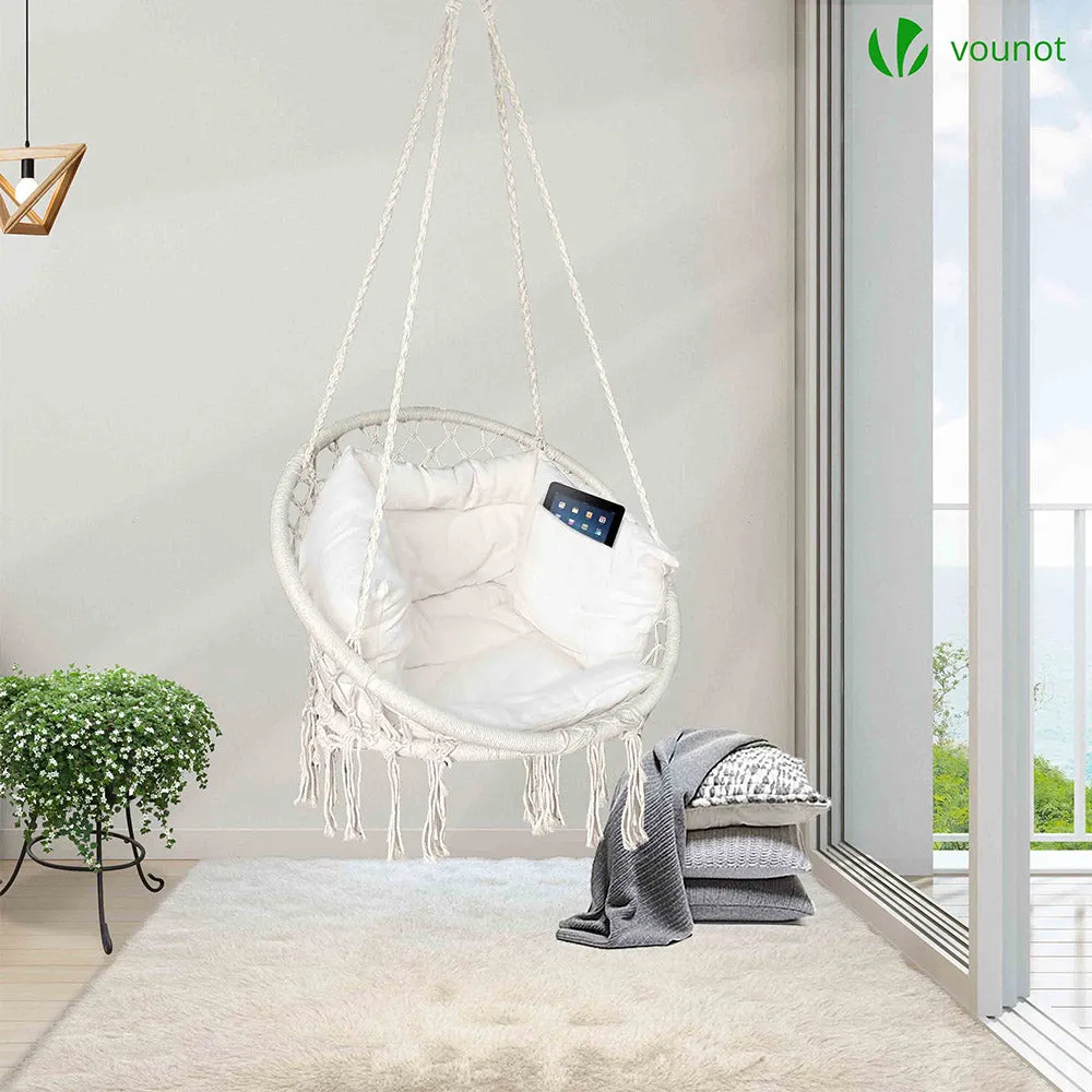 Vounot poltrona sospesa beige con cuscino 120 kg
