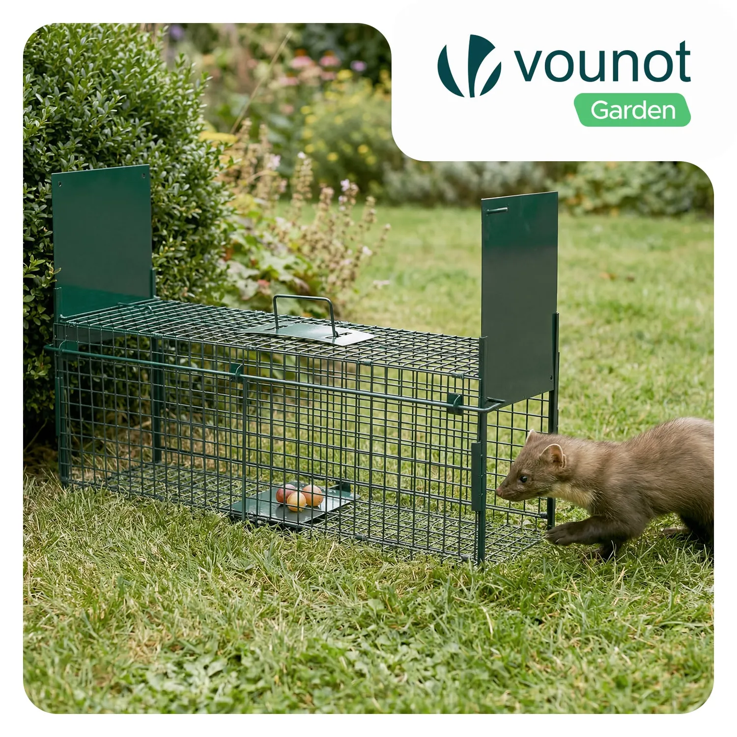 Vounot trappola animali vivi 80x26x34 verde metallo