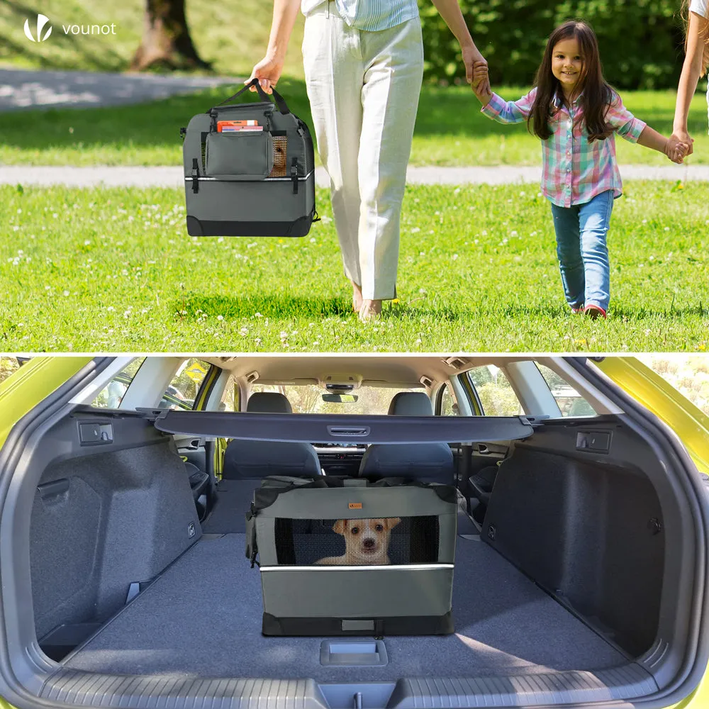 VOUNOT Borsa trasporto cane gatto pieghevole 50x35x36 grigia