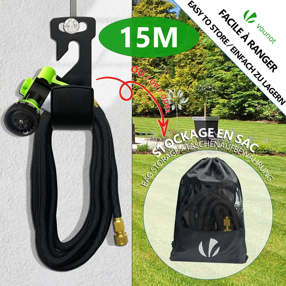 VOUNOT Tubo Giardino Estensibile 15m Nero 8 Getti