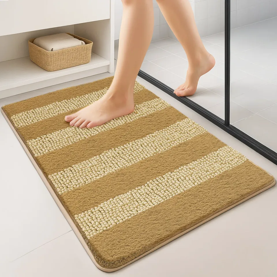 VOUNOT Tappeto Bagno Antiscivolo 40x60 Beige 2 Pezzi Morbido