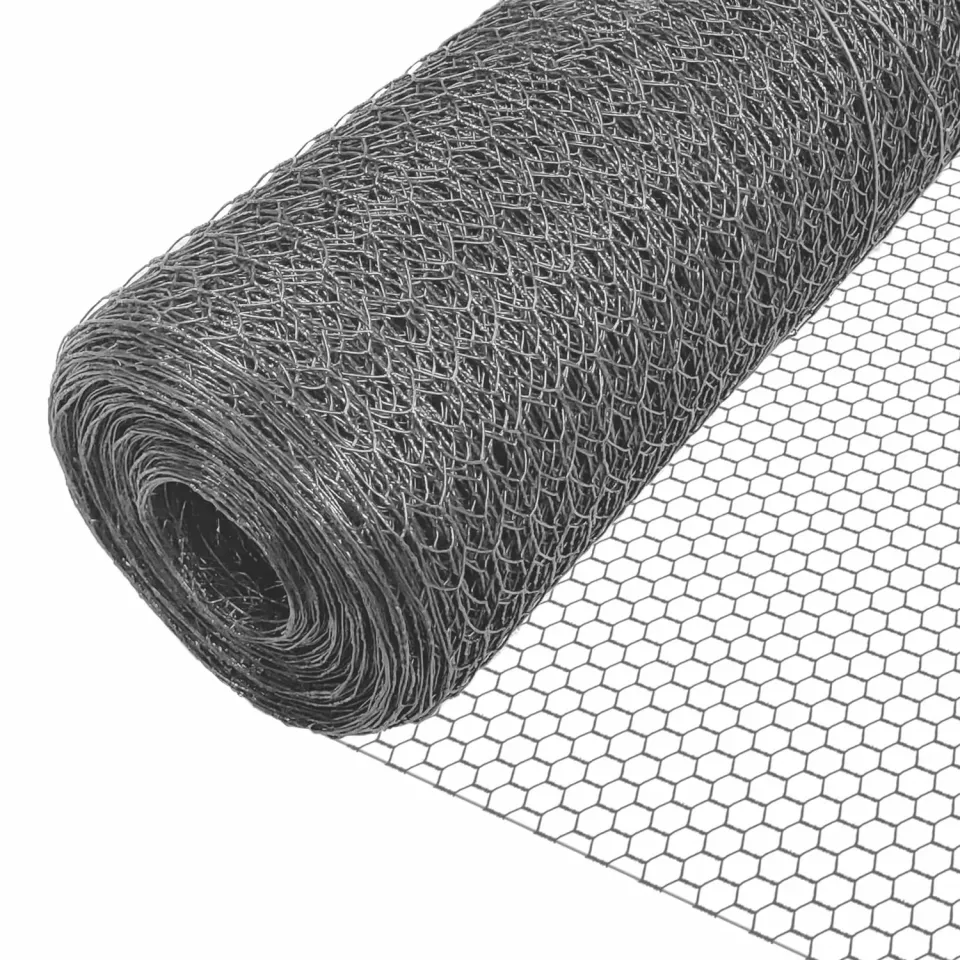VOUNOT Rete Pollaio Esagonale Grigia 1x25m Maglia 25mm