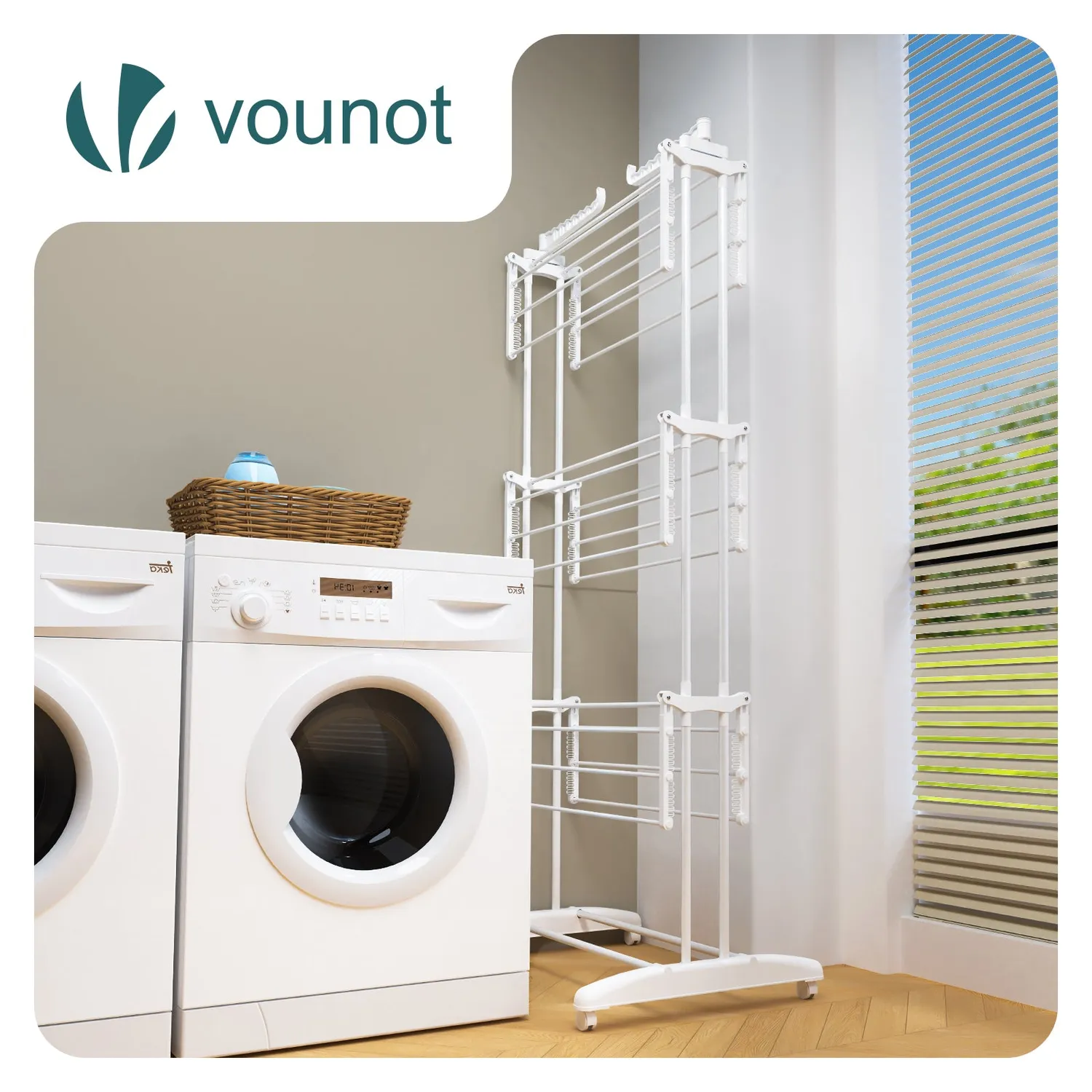 Vounot Stendibiancheria Torre 4 Livelli 125cm Bianco