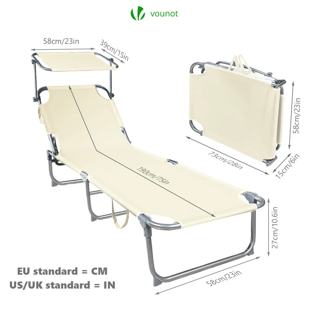 VOUNOT sdraio prendisole beige parasole 190x58 cm 1 pz