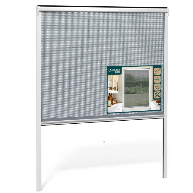 Vounot zanzariera finestra avvolgibile PVC 150x160 cm bianca