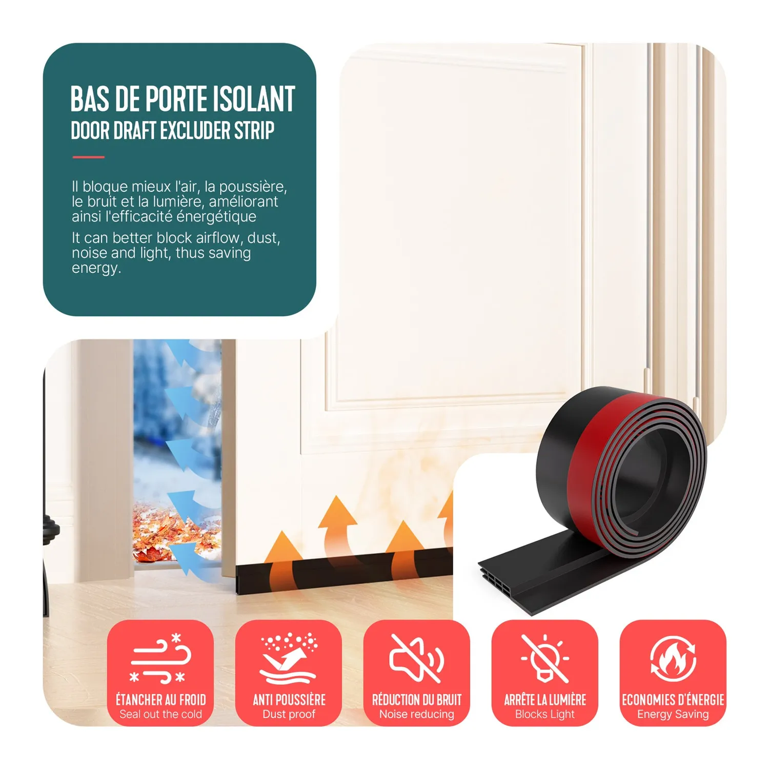 VOUNOT Paraspifferi porta 200 cm nero in TPE