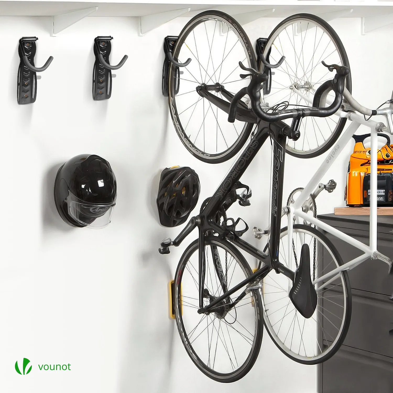 Vounot set 4 ganci bici da parete nero 30kg appendi bici