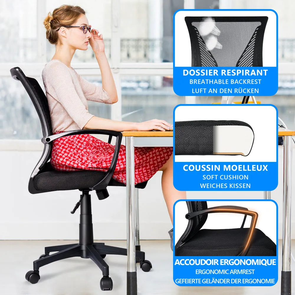 VOUNOT Sedia Ufficio Ergonomica Nera Rete Traspirante