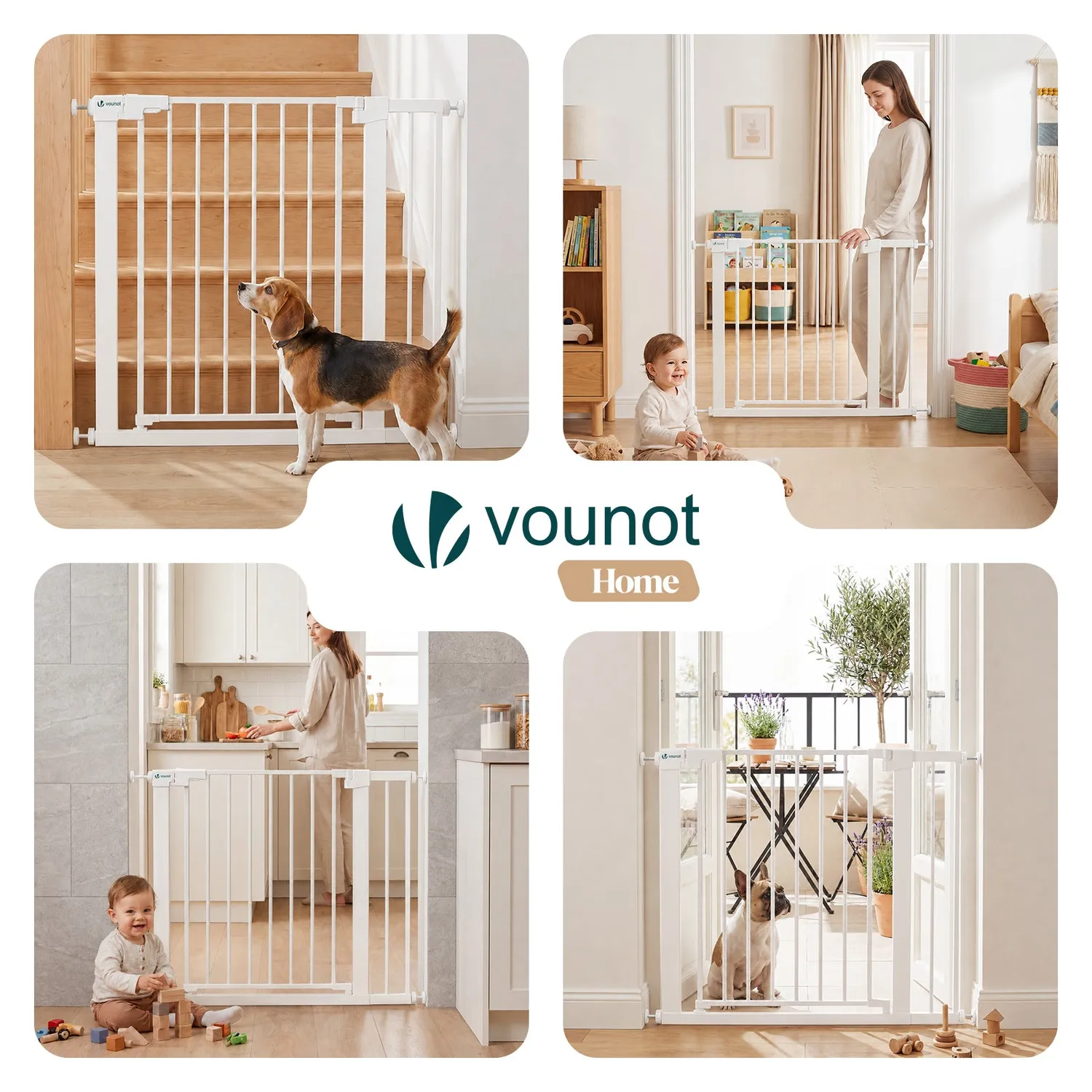 VOUNOT cancello sicurezza bambini 89-96 cm bianco metallo
