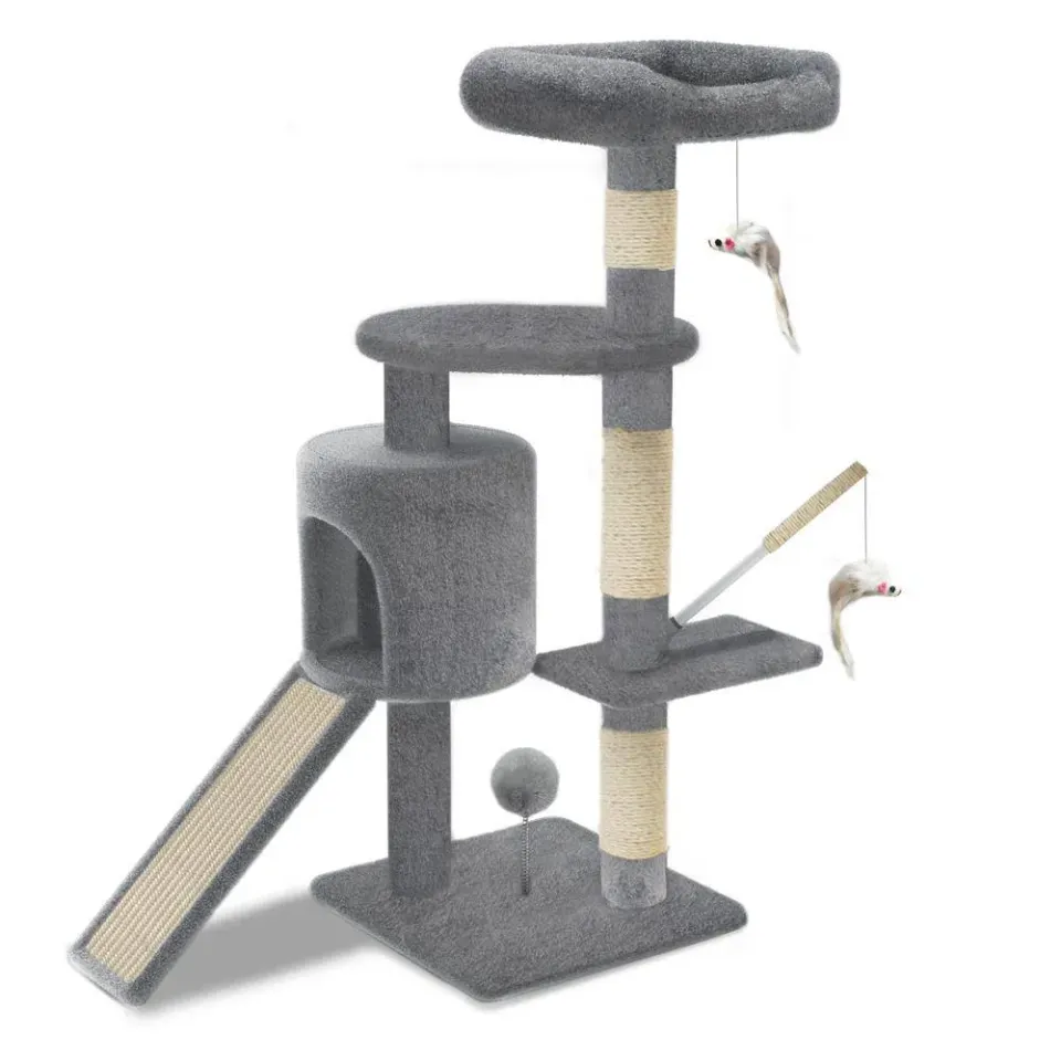 Vounot Albero per Gatti 112 cm Grigio con Tiragraffi