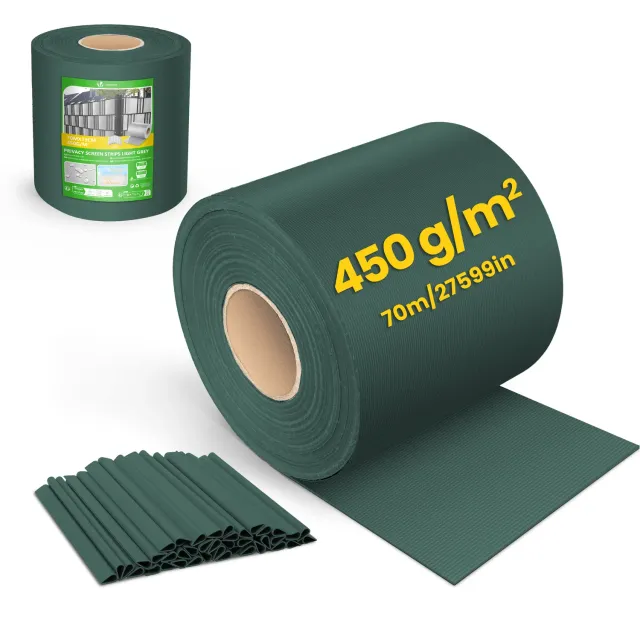VOUNOT Frangivista PVC Verde 19cm x 70m 450g/m2 con Clip
