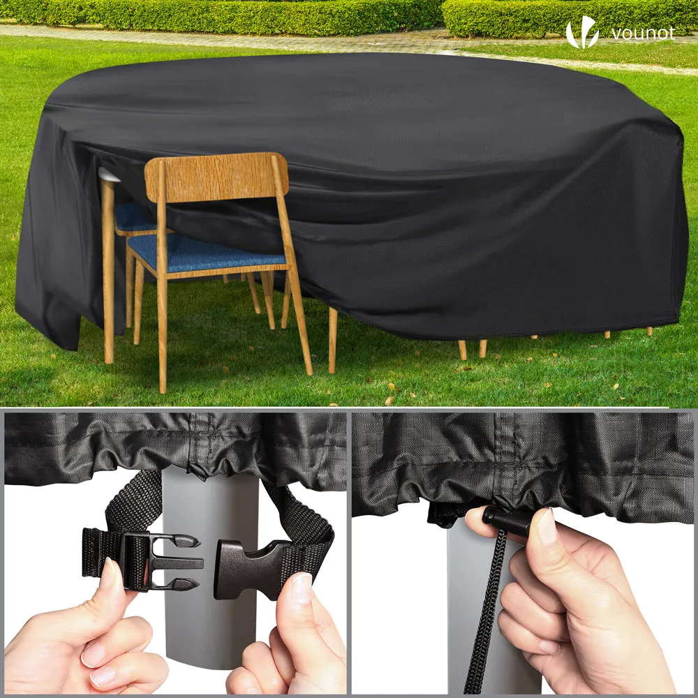 VOUNOT Copertura tavolo giardino rotonda nera Ø180x73 cm 420D