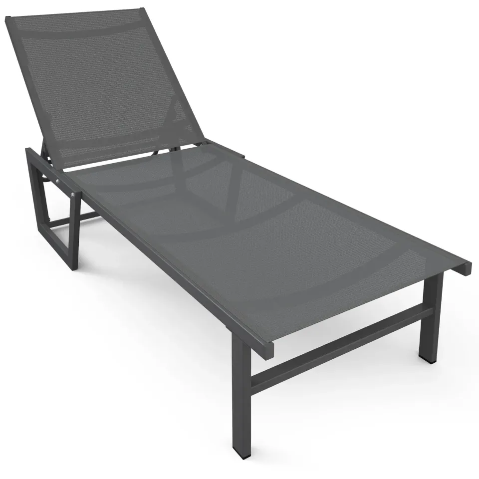 VOUNOT lettino prendisole alluminio textilene grigio 190x62 cm