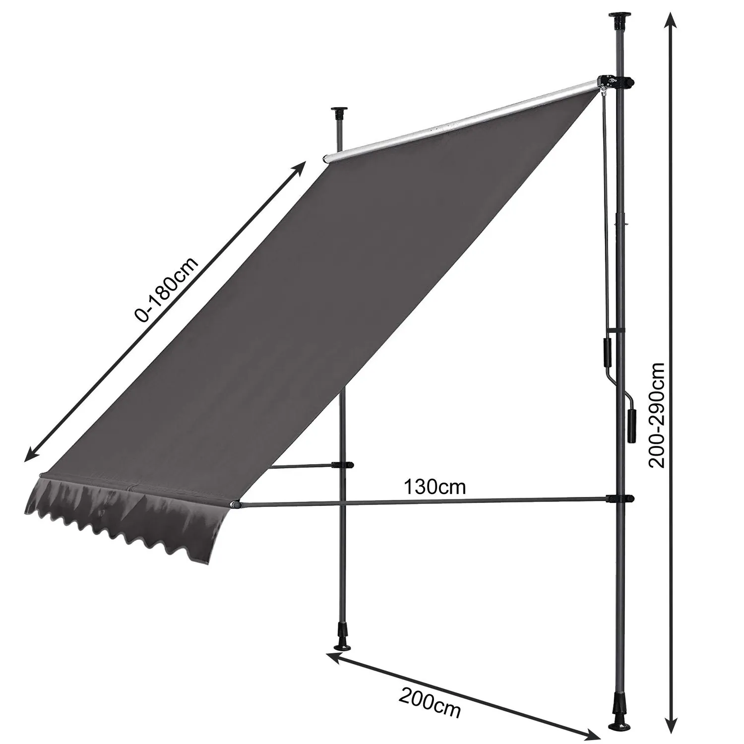 QUICK STAR tenda balcone 200x130 cm grigia senza fori 2 pezzi