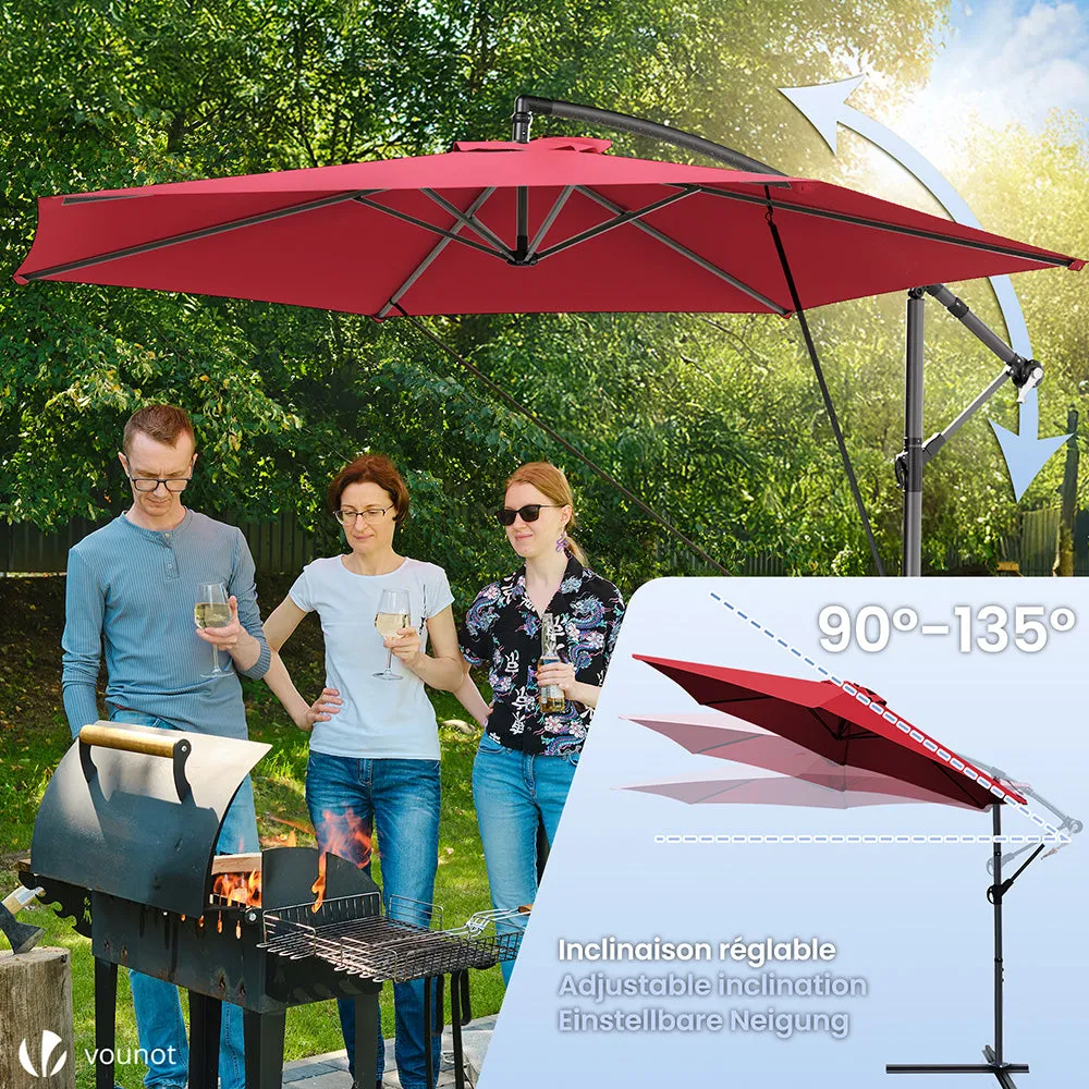 VOUNOT Ombrellone Decentrato 3 m Rosso con Custodia