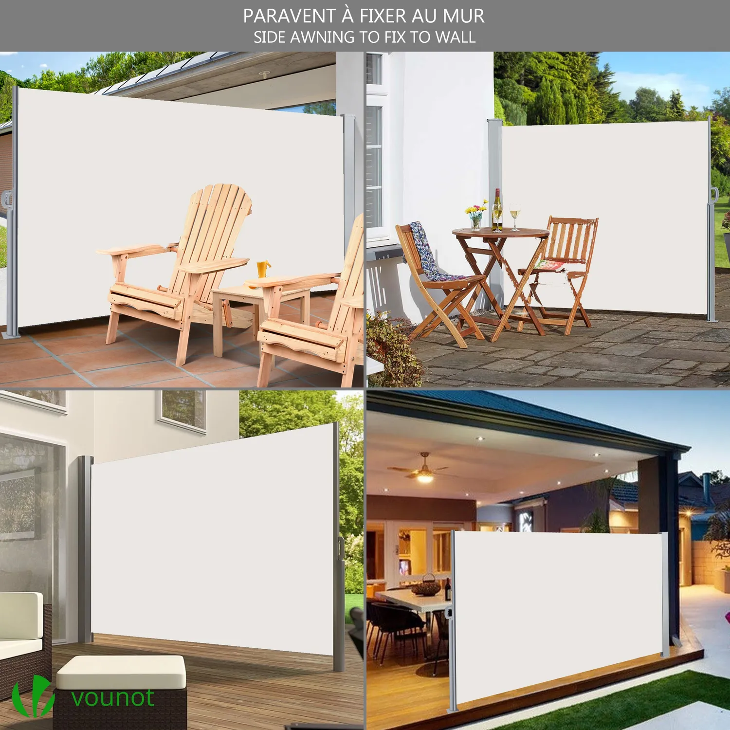 Vounot tenda laterale retrattile 180x300 cm beige anti UV
