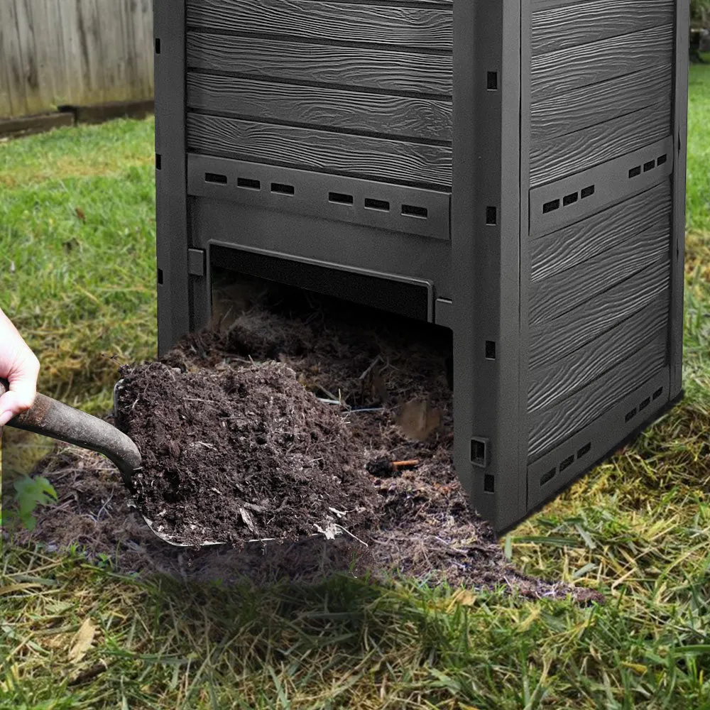 VOUNOT Compostiera Giardino 300L Effetto Legno Nera