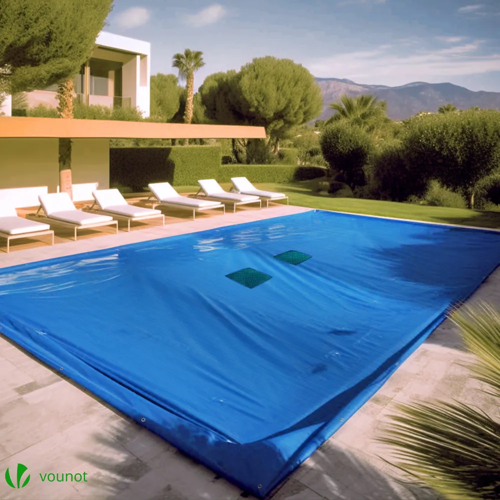 VOUNOT Telo Piscina Rettangolare 4x8m Blu in PE 160g