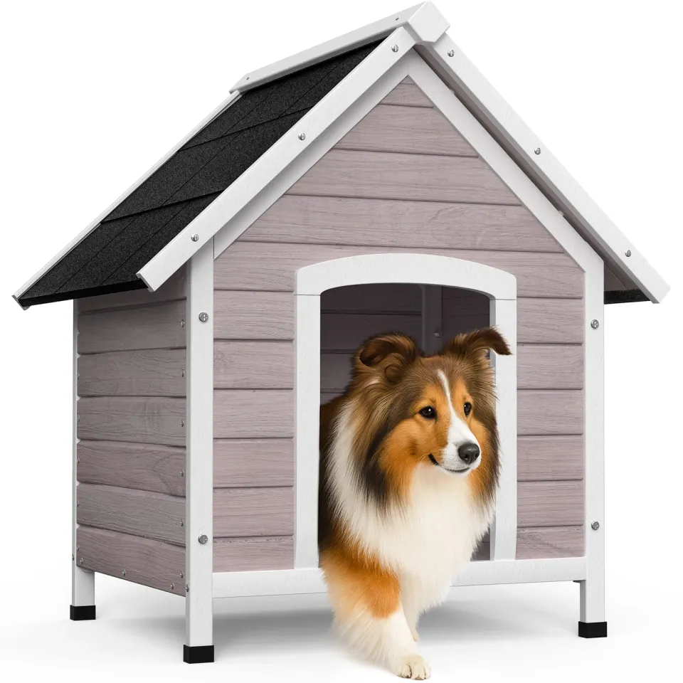 VOUNOT Cuccia Cane Legno Esterno 72x65x83 cm Grigia Impermeabile