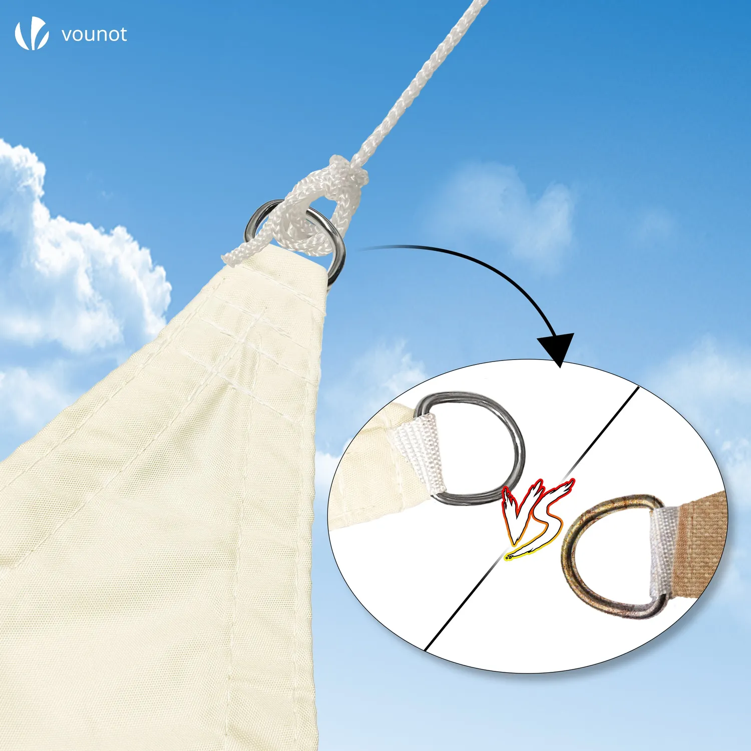 VOUNOT Vela Ombreggiante 3x4m Beige Impermeabile