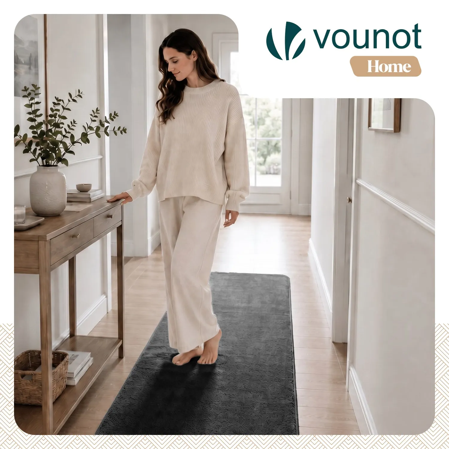 Vounot Tappeto Soggiorno Pelo Corto 80x200 Antracite Antiscivolo