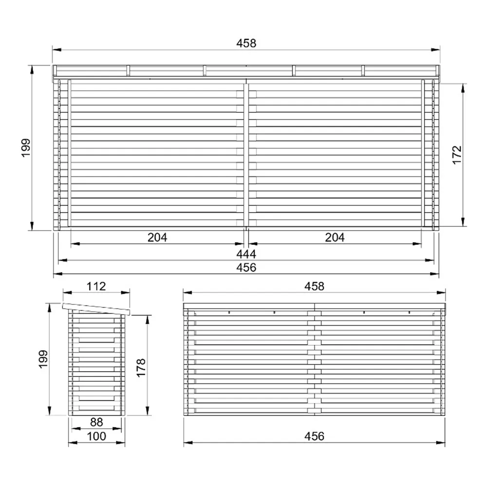 Timbela M203 legnaia legno 456x100 cm 7 m³