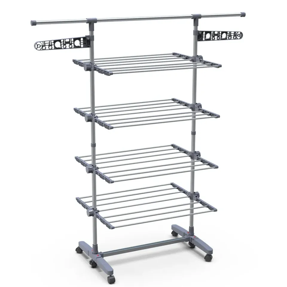 VOUNOT Stendibiancheria Torre 4 Livelli Inox 27 m con Ruote