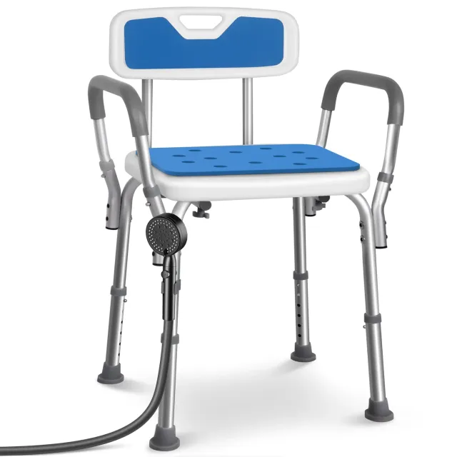 VOUNOT Sedia Doccia Regolabile Alluminio HDPE Blu Altezza