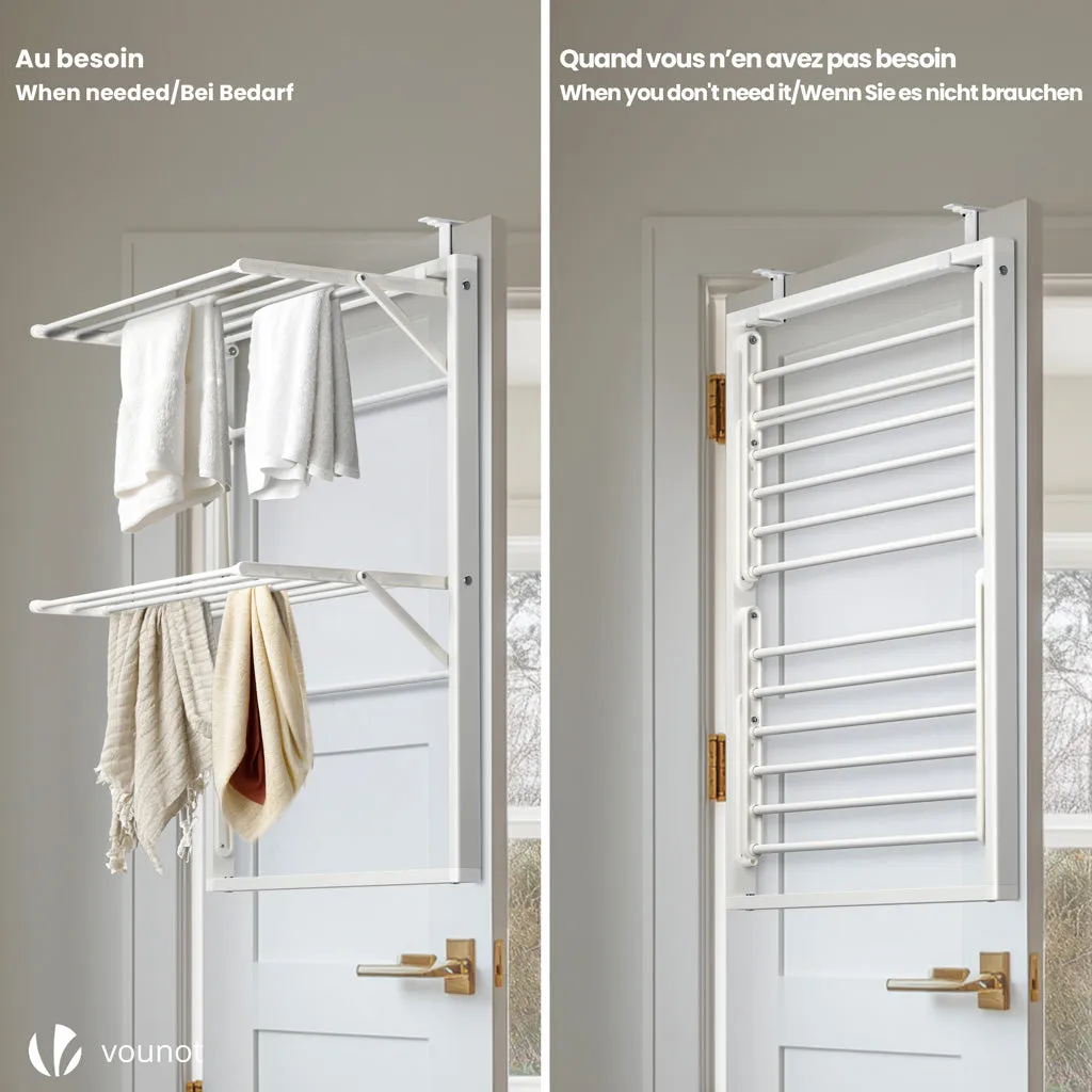 VOUNOT stendibiancheria da porta bianco pieghevole 69 cm