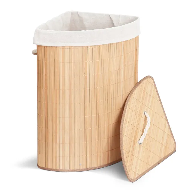 VOUNOT Cesto Biancheria Angolare Bambù 58L con Coperchio