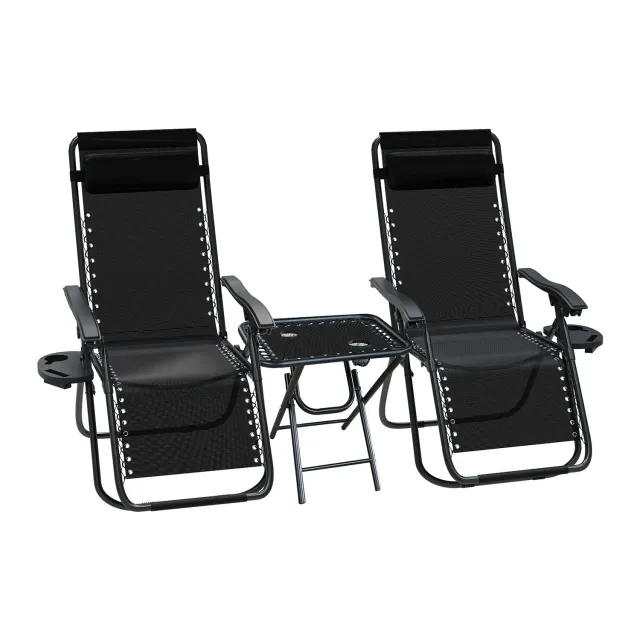 VOUNOT Set 2 Sdraio da Giardino Reclinabili Nere