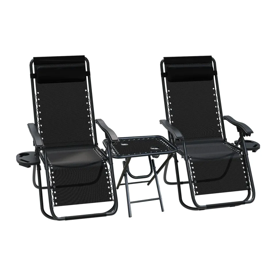 VOUNOT Set 2 Sdraio da Giardino Reclinabili Nere